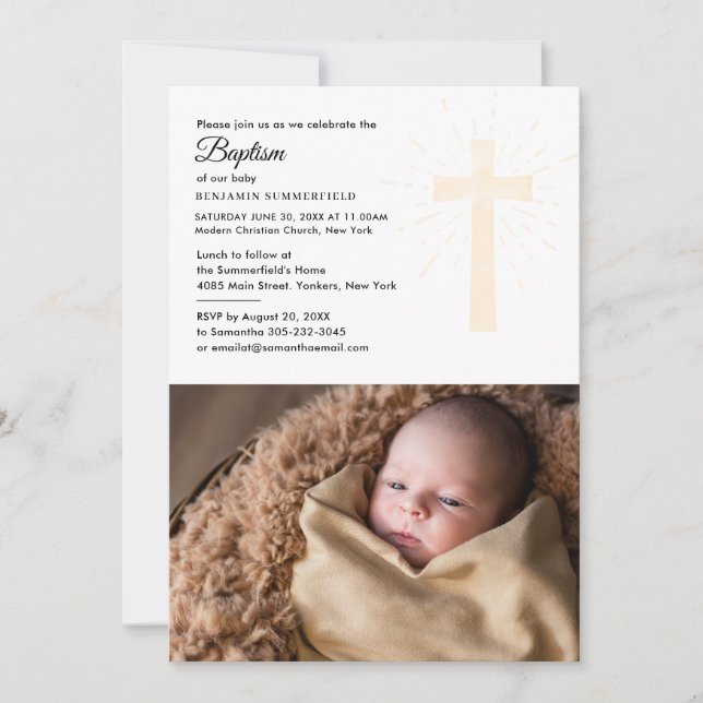 Religious Baptism and Christening Baby Photo Invitation (Front)