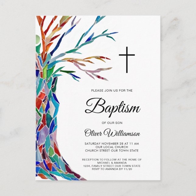 Religious Baptism Christening Invitation Postcard (Front)