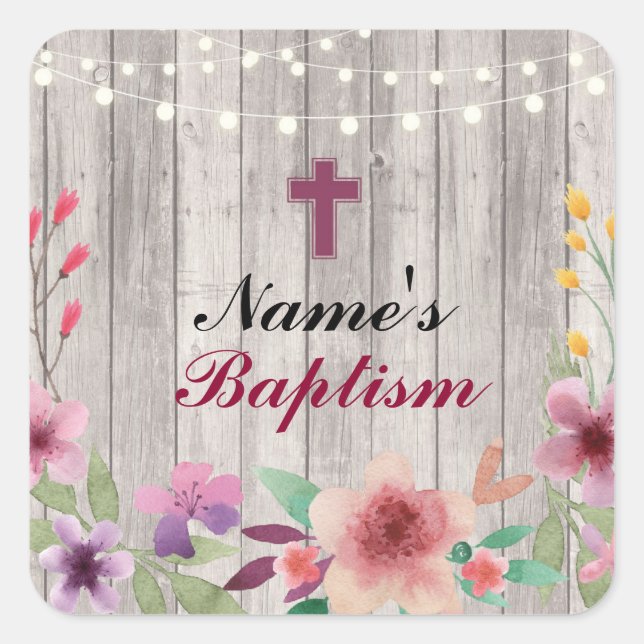 Religious Baptism Name Stickers Holy Cross Labels (Front)