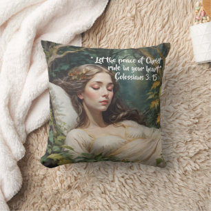  Religious Bible Verse Woman Sleeping Throw Pillow