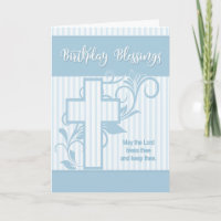 Religious Birthday Blessings Cross in Blue