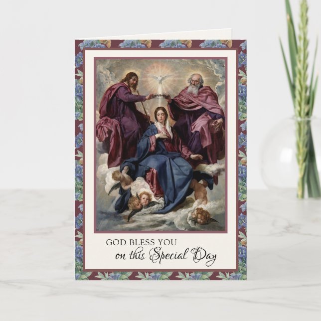Religious Birthday Virgin Mary Jesus Vintage  Card (Front)