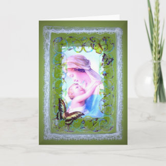 Religious blank card Madona and Child