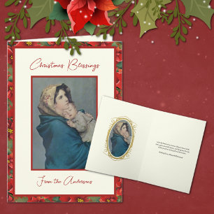 Religious Blessed Mother Baby Jesus Floral Holiday Card
