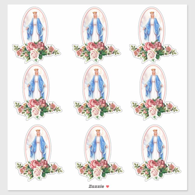Religious Blessed Virgin Mary Floral Roses Vinyl (Sheet)