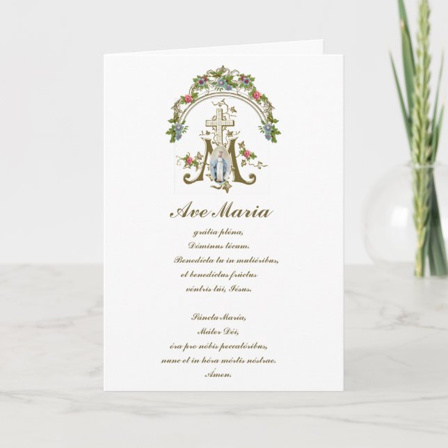 Religious Blessed Virgin Mary Floral Vintage Card (Front)