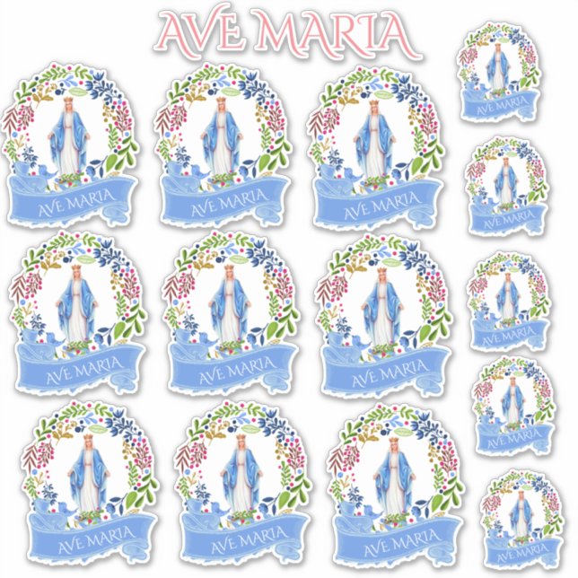 Religious Blessed Virgin Mary Floral Wreath Vinyl (Front)