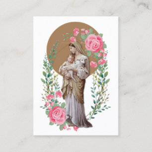 Religious Blessed Virgin Mary Jesus Lamb Rose Business Card