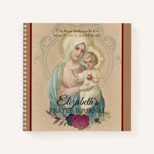Religious Blessed Virgin Mary Jesus Vintage Notebook (Front)