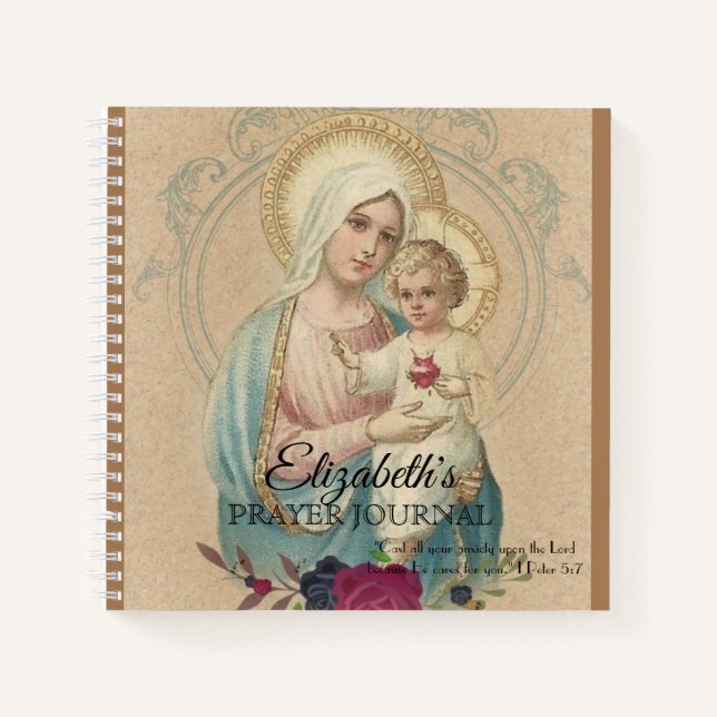 Religious Blessed Virgin Mary Jesus Vintage Notebook (Front)