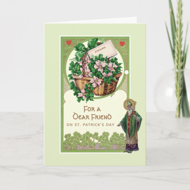 Religious Blessing St. Patrick's Day Shamrocks Card (Front)