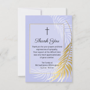 Religious Blue Palm Funeral Thank You Note Card