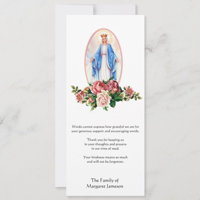 Religious Catholic Funeral Sympathy Thank You Card (Front)