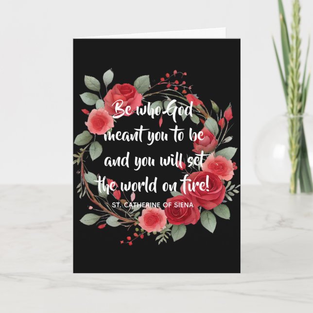 Religious Catholic Graduation Quote Red Roses Card (Front)