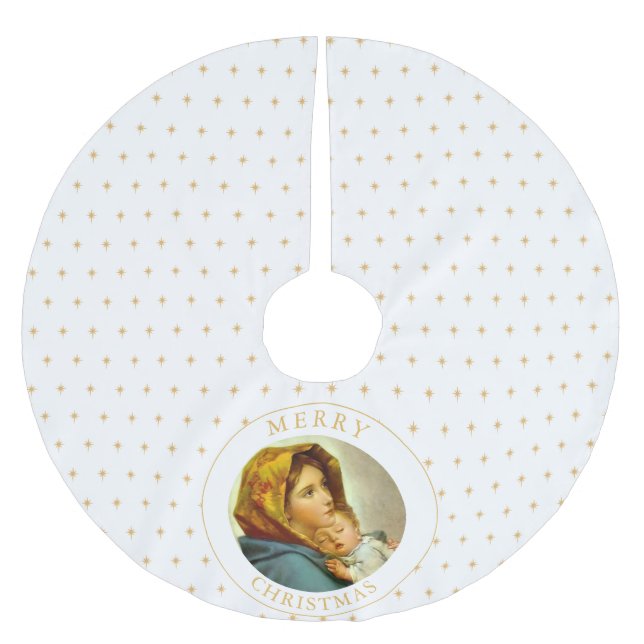 Religious Catholic Madonna and Child Tree Skirt (Front)