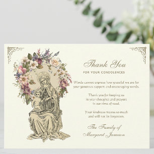 Religious Catholic Mary Jesus Condolence  Thank You Card
