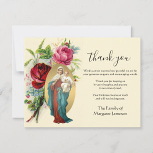 Religious Catholic Mary Jesus Condolence Thank You Card