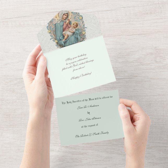Religious Catholic Mass Offering Virgin Mary  All  In One Invitation (Tearaway)