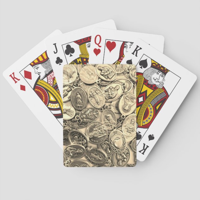 Religious Catholic Medals Saints Holy Family Jesus Playing Cards (Back)