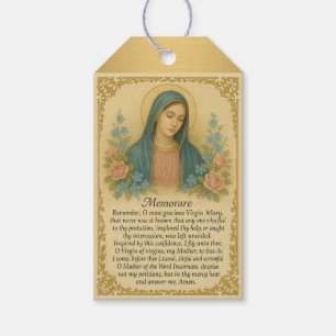 Religious Catholic Memorare Prayer Floral  Gift Tags