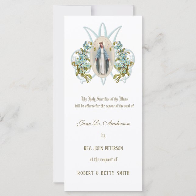 Religious Catholic Requiem Funeral Mass Offering C Card (Front)