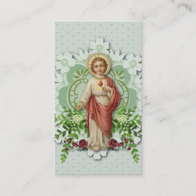 Religious Catholic Sacred Heart of Jesus Prayer Place Card (Front)