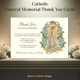 Religious Catholic Virgin Mary Floral Condolence  Thank You Card