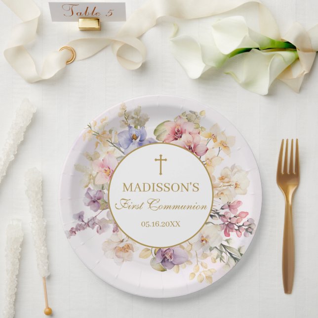 Religious Celebration Floral Orchids Paper Plates  (Wedding)