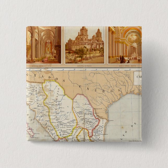 Religious Chart of Mexico 2 Inch Square Button (Front)