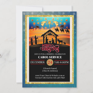 Religious Christian Church Christmas Carol Service Holiday Card