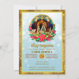 Religious Christian Church Christmas Carol Service Holiday Card