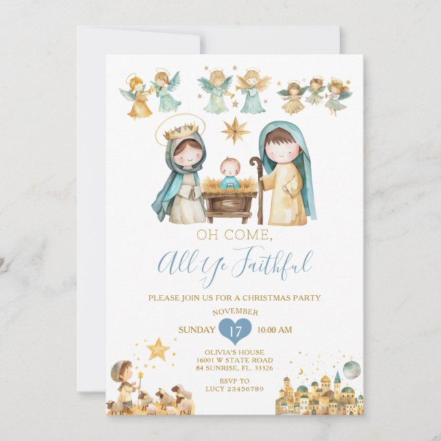 Religious Christian Nativity Christmas House Party Invitation (Front)