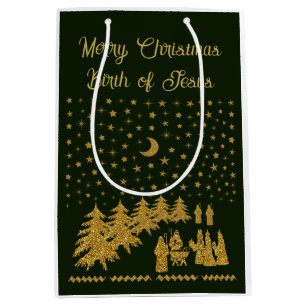 Religious Christmas, Birth of Jesus Medium Gift Bag