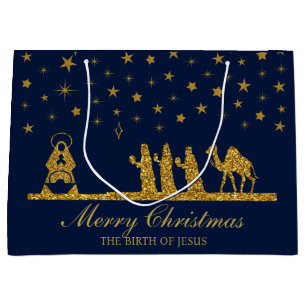 Religious Christmas, Birth of Jesus, Three King's Large Gift Bag