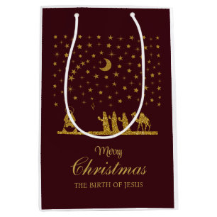 Religious Christmas, Birth of Jesus, Three King's Medium Gift Bag