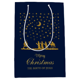 Religious Christmas, Birth of Jesus, Three King's Medium Gift Bag