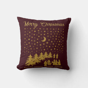 Religious Christmas, Birth of Jesus Throw Pillow
