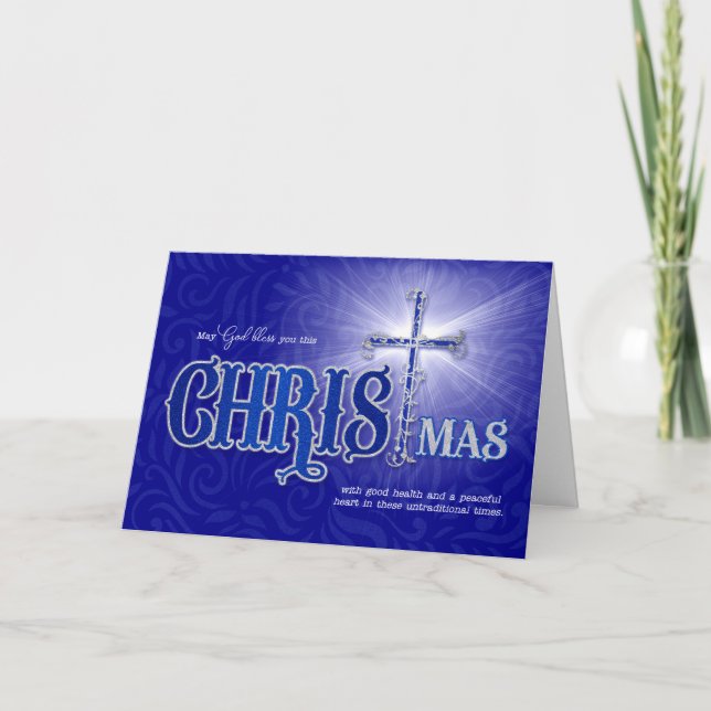 Religious Christmas Blessings Untraditional Times Holiday Card (Front)