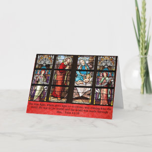 Religious Christmas Card, Stained Glass Church Holiday Card