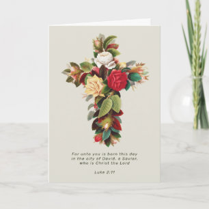 Religious Christmas Cross and Scripture Holiday Card
