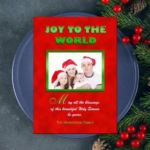 Religious Christmas Family Photo Flat Card