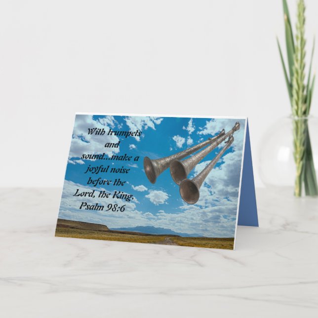 Religious Christmas Greeting Card with horns (Front)