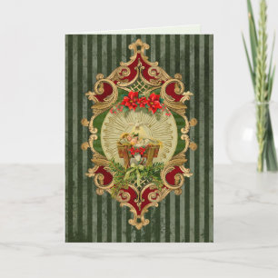 Religious Christmas Jesus in Manger Vintage Holiday Card