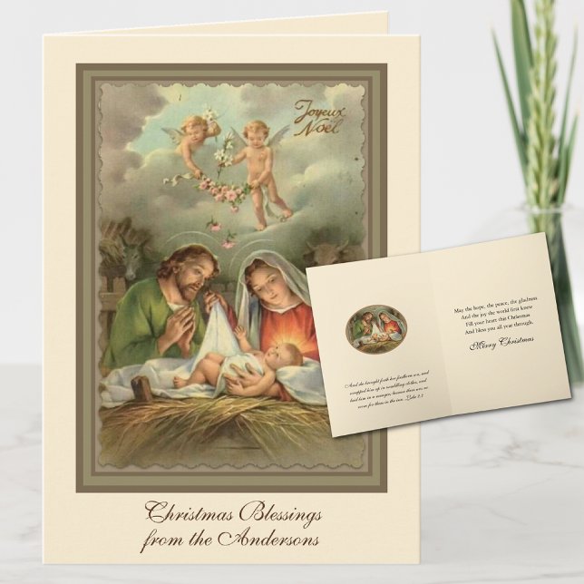  Religious Christmas Jesus St. Joseph Virgin Mary  Holiday Card (Religious Easy to Personalize Christmas Cards )