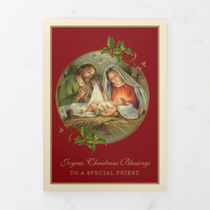 Religious Christmas Jesus Virgin Mary St Joseph Tri-Fold Holiday Card