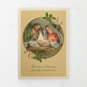 Religious Christmas Jesus Virgin Mary St Joseph    Tri-Fold Holiday Card