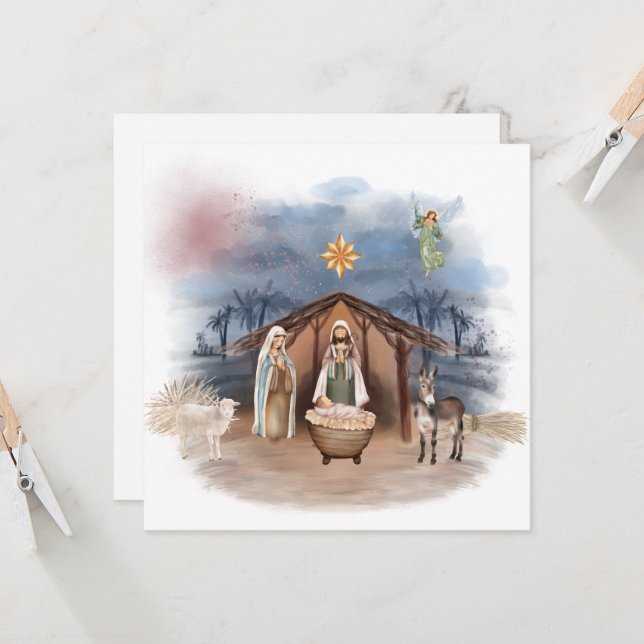 Religious Christmas Nativity Birth Jesus Baptism Invitation (Front/Back In Situ)