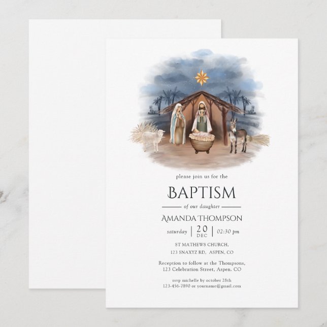 Religious Christmas Nativity Birth Jesus Christ Invitation (Front/Back)