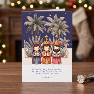 Religious Christmas Nativity Scene and Scripture Holiday Card