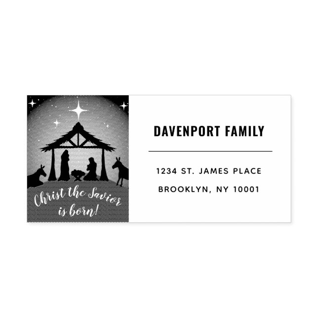 Religious Christmas Nativity Scene Return Address Self-inking Stamp (Design)
